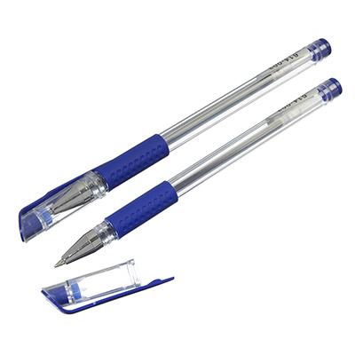 Ручка гелевая синяя, с резиновым держателем, 14,9см, наконечник 0,5мм  (только уп.50шт)