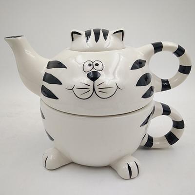 Милый котик Чайник заварочный с кружкой, чайник 310мл, кружка 310мл, керамика