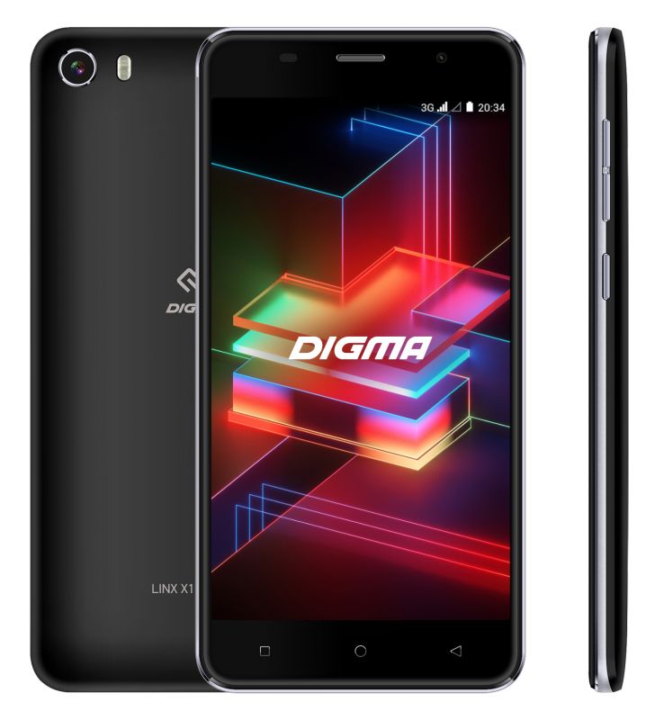 Смартфон  Digma Linx X1 3G 16Gb 1Gb черный 3G 2Sim 5" IPS 720x1280 And8.1 8Mpix Wi-Fi BT GPS