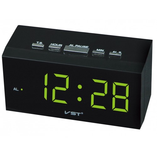 часы настольные VST-772/2 (зеленый) с блоком питания