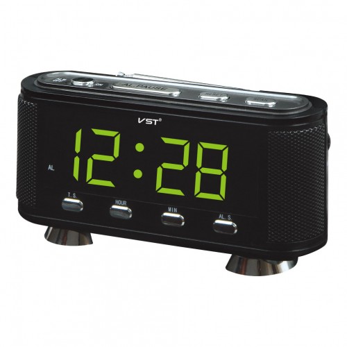часы настольные VST-741/2 +радио (зеленый)