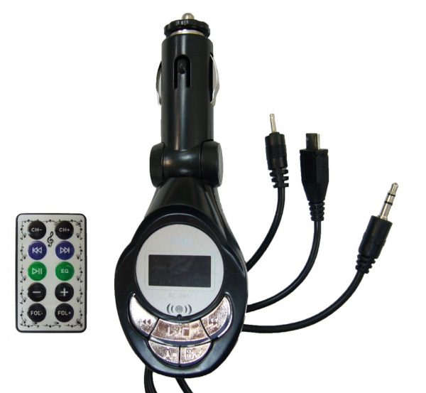 Авто  FM модулятор МР3, KC-201  дисплей,USB, пульт,SD