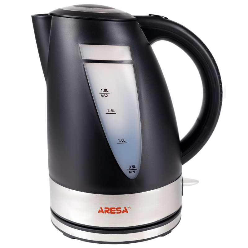 Чайник Aresa AR-3419 черн 1,8л, скрытый нагр элемент, двухстор индикатор ур-ня воды
