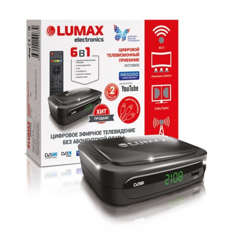 Цифровая TV приставка (DVB-T2) Lumax DV2108HD (T2/C, диспл, Dolby, Wi-Fi, LUMAX, MEGAGO, YouTybe)