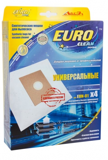 Euro clean EUN-01 синтетические пылесборники 4 шт. (универсальный для всех типов пылесосов)