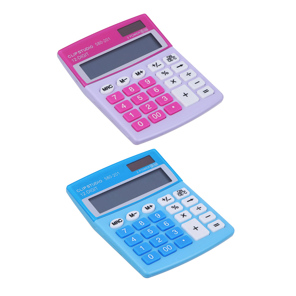 Калькулятор ClipStudio 12-разр. 10х12,5см, пластик, 2 цвета
