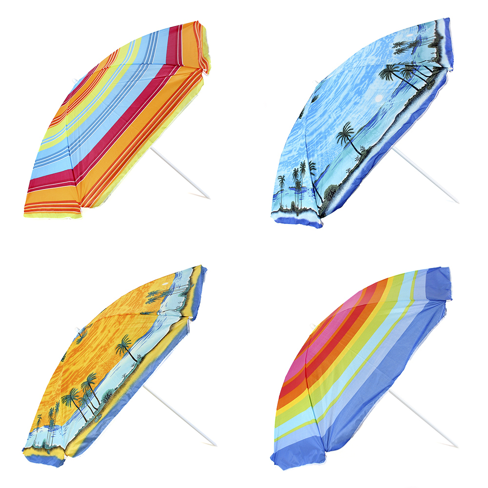 Зонт пляжный, 170Т, полиэстер, d160см, h170см, 16/19мм стойка, в чехле, 4 диз.