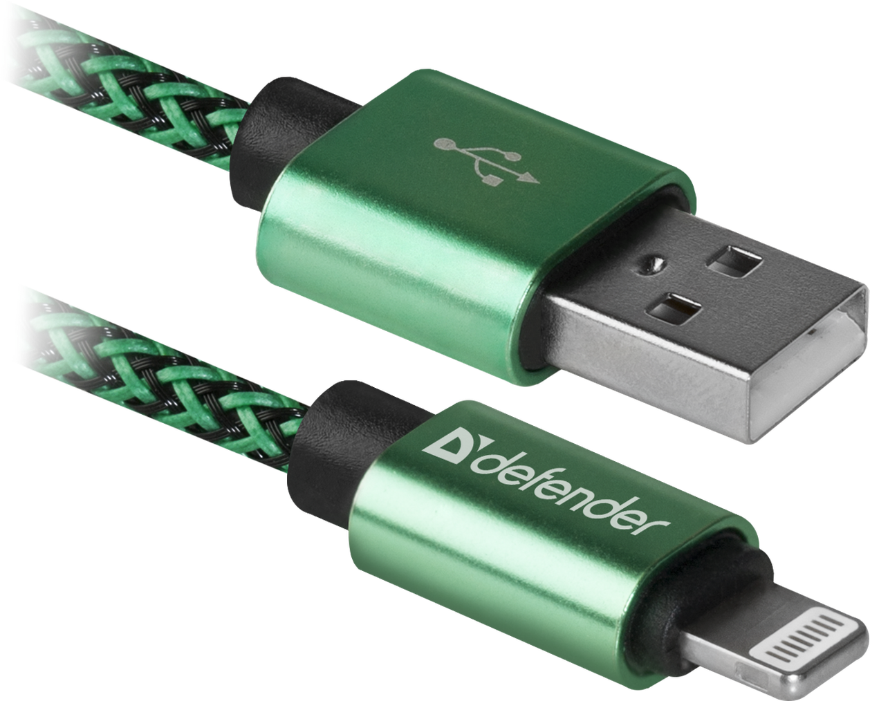 Кабель USB ACH01-03TPRO USB2.0 зеленый (AM)-Lightning(M), 1м,2,1А DEFENDER