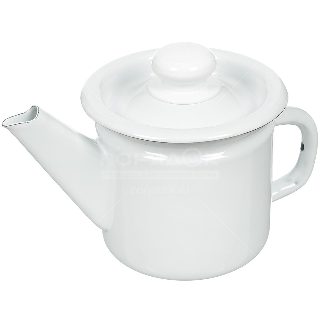 Чайник заварной Стальэмаль 1л светлый с пластмассовой кнопкой, С42707.3 (8/уп)