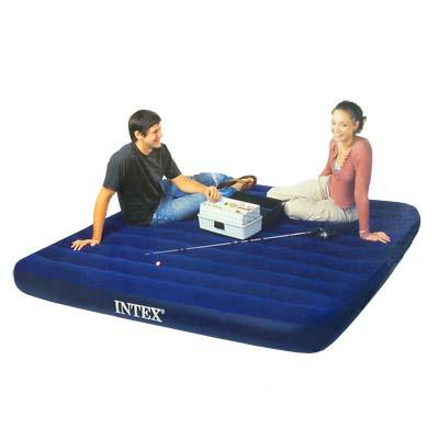 Кровать флок INTEX Classic Downy, 183x203x22см, синий, 68755