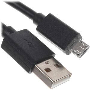 Кабель USB - micro USB круглый, PVC, 1м, 5В, 2А, черный, коробка с окном
