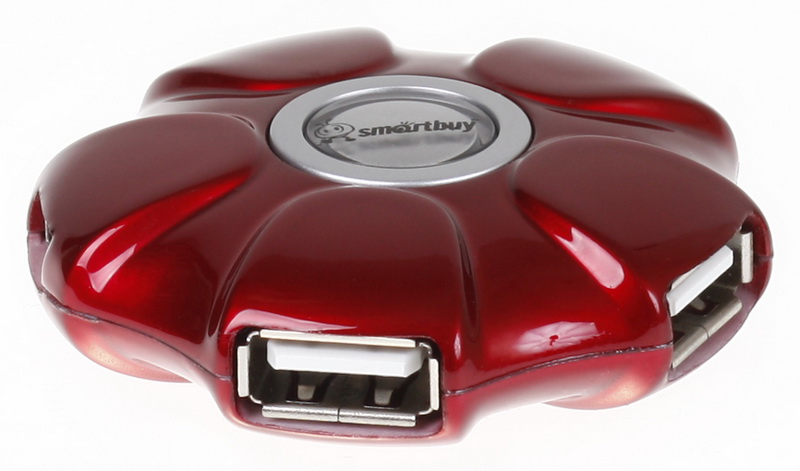 USB - Xaб Smartbuy UFO  4 порта красный (SBHA-143-R)