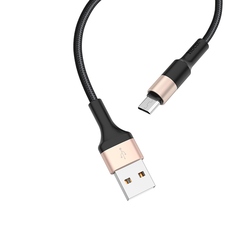 Кабель USB - micro USB HOCO X26 черный-золотой  2A,1м