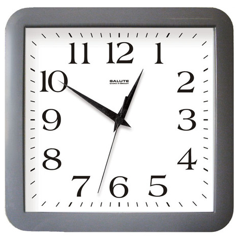 Часы настенные  Салют 30х30  П - А5 - 010 пластик серые квадратные (10/уп)