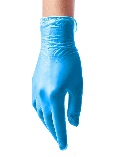 Перчатки виниловые цветн. BENOVY, L, голубые (уп.100шт)