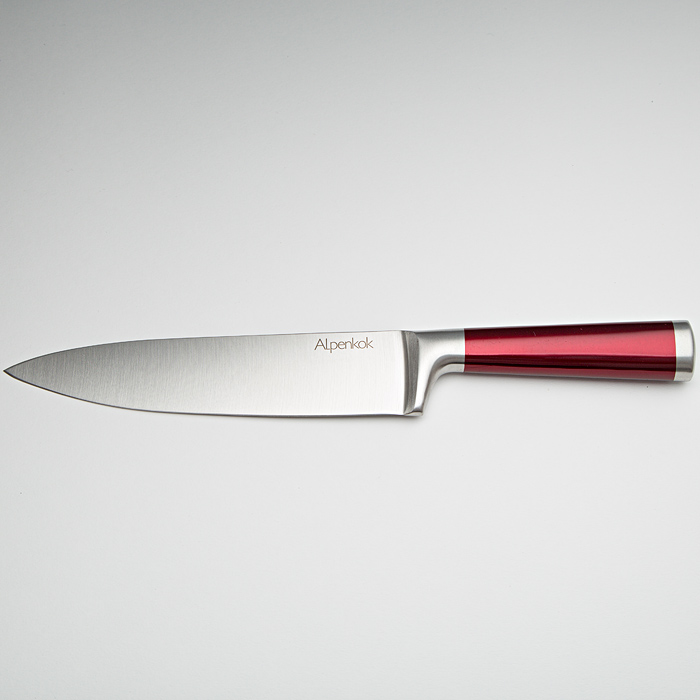 Нож Alpenkok AK-2080/A Поварской из нерж стали красная ручка "Burgundy" 8" (20,32 см) (72/12)