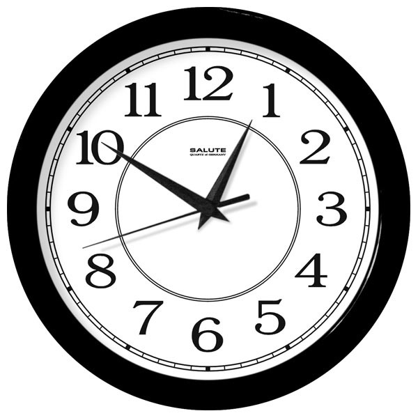Часы настенные  Салют 28х28  П - Б6 - 014 пластик черные круглые (10/уп)