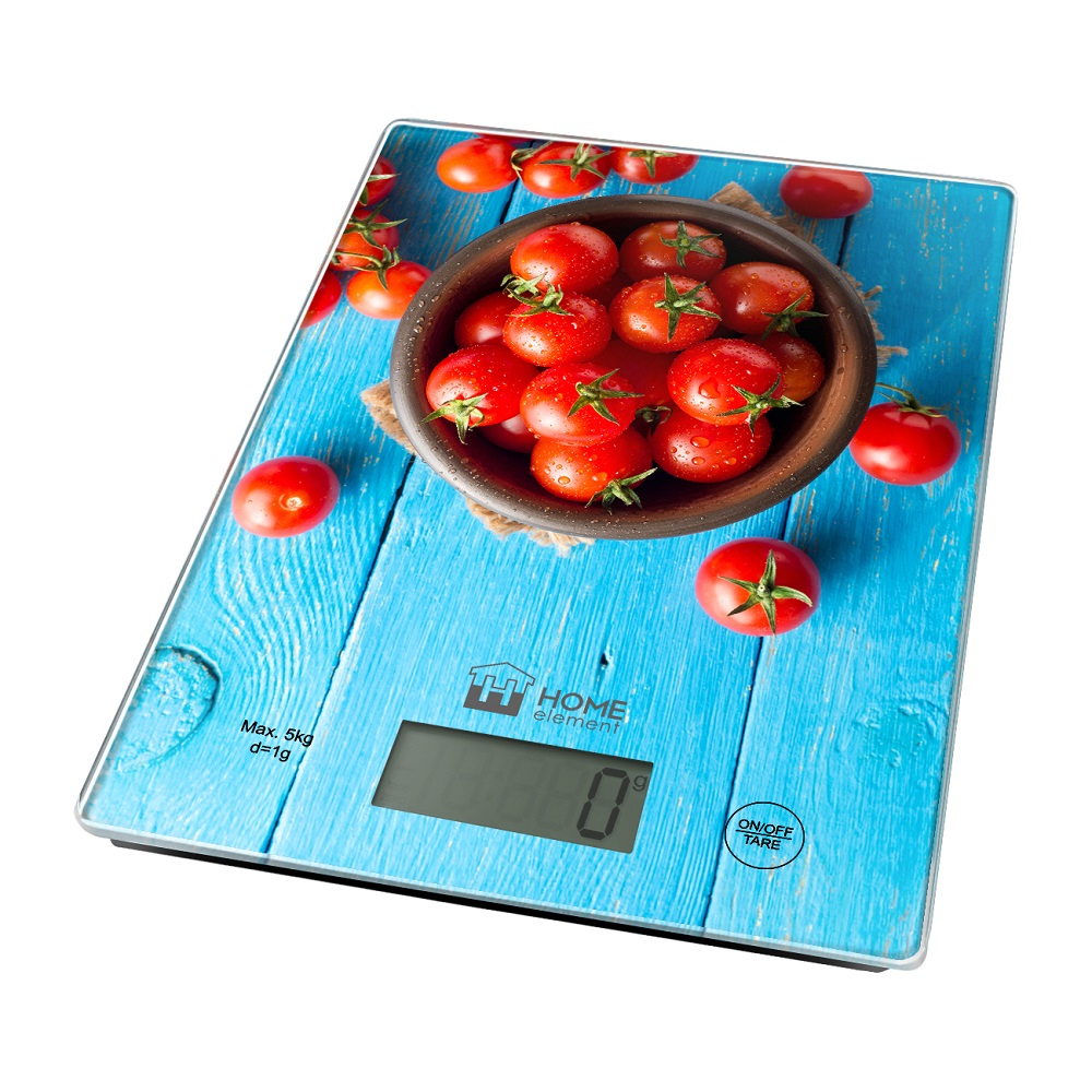 Весы кухонные HOME ELEMENT HE-SC935 спелый томат (электронные, прямоуг, 5 кг/1г) 12/уп