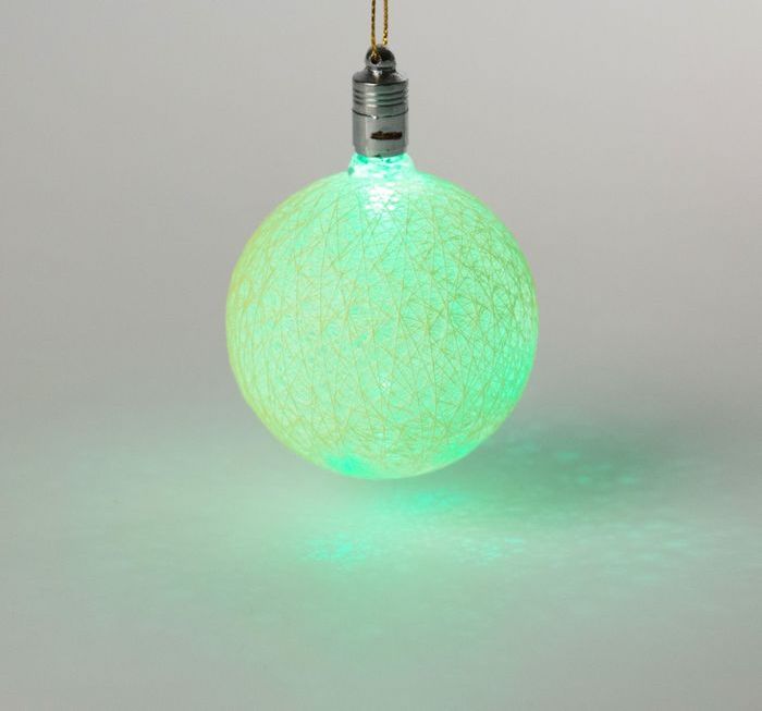 Игрушка световая "Елочный шар" (батарейки в комплекте) 6 см, 1 LED, RGB, ЖЕЛТЫЙ (2361531)