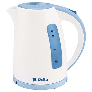 Чайник DELTA DL-1056 белый с голубым 2200 Вт, 1,7 л, закрытый нагрев. эл., световой индикат (6/уп)