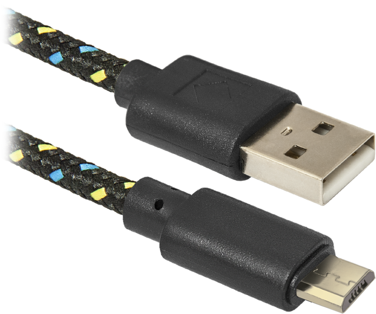 Кабель USB08-03Т USB 2.0 черный, AM-MicroBM, 1м DEFENDER