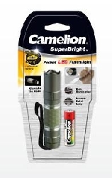Фонарь  Camelion Т5012-LR6BP  (фонарь, флуор, металлик, 1 LED, 1ХLR6 в комплекте, алюм.,блистер)  )