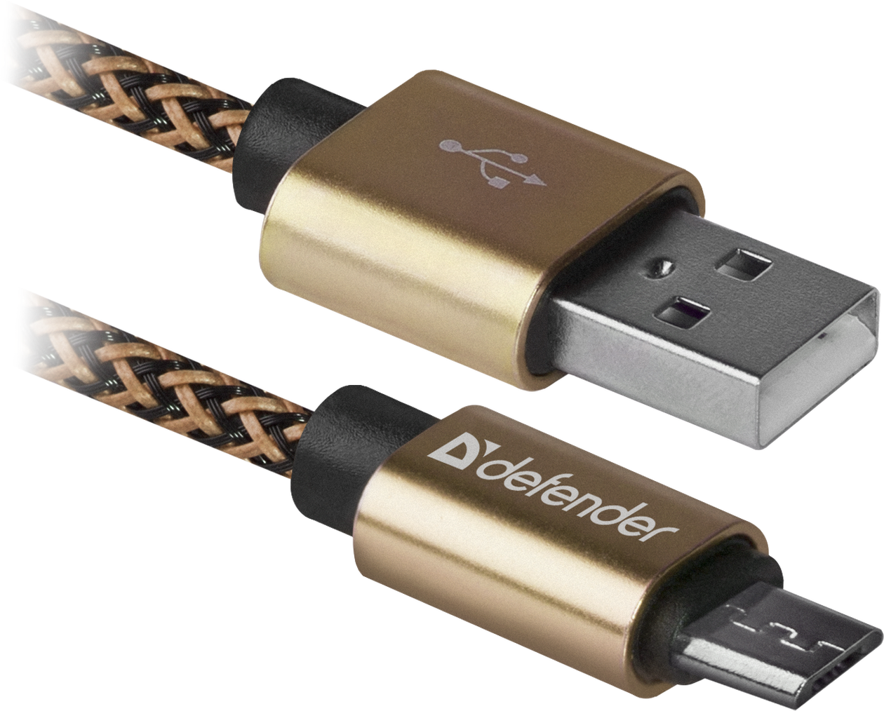Кабель USB08-03Т PRO USB 2.0 золотой, AM-MicroBM, 1м, 2,1А DEFENDER