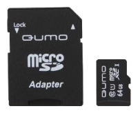 Пам.MicroSDXC, 64Gb QUMO (Class 10 UHS-I ,3.0 сверхскоростная) с адаптером SD