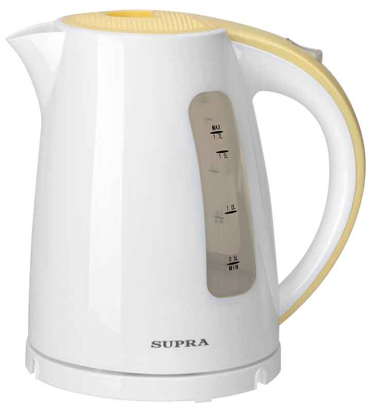 Чайник Supra KES-1726  бел/желт 1.7 л 2,2кВт, вращ 360