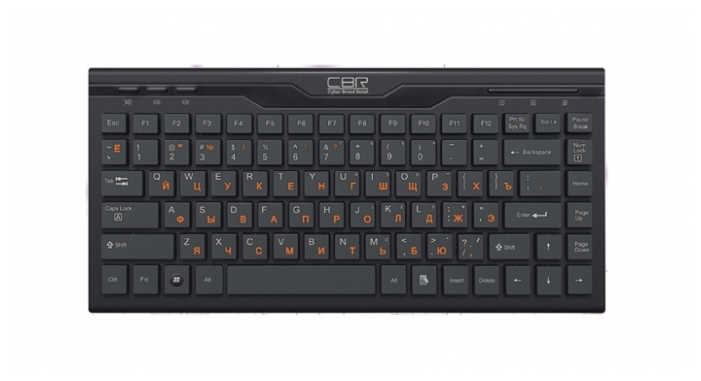 Клавиатура CBR KB 175, мини, металлическое дно, мультимедиа, 87 кн. + 10 доп., USB
