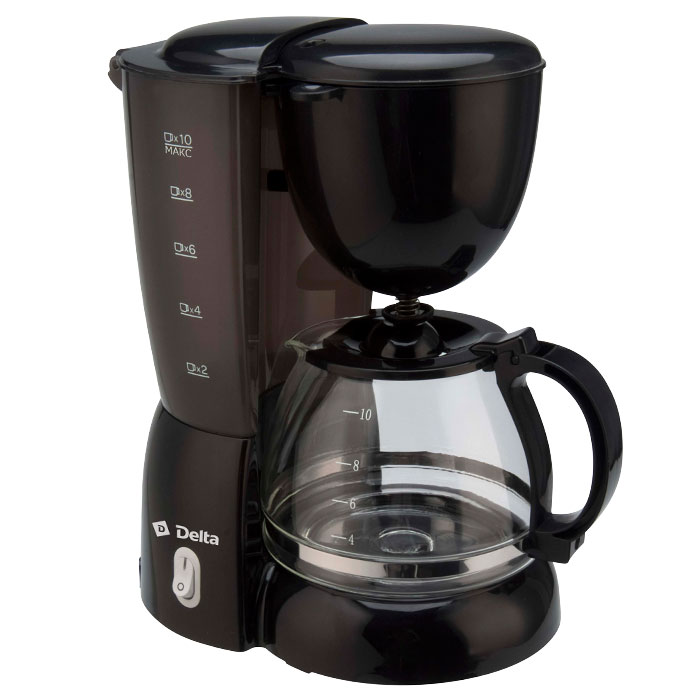Кофеварка DELTA DL-8155 черная  800 Вт, 1200 мл (10 чашек)  (6/уп)