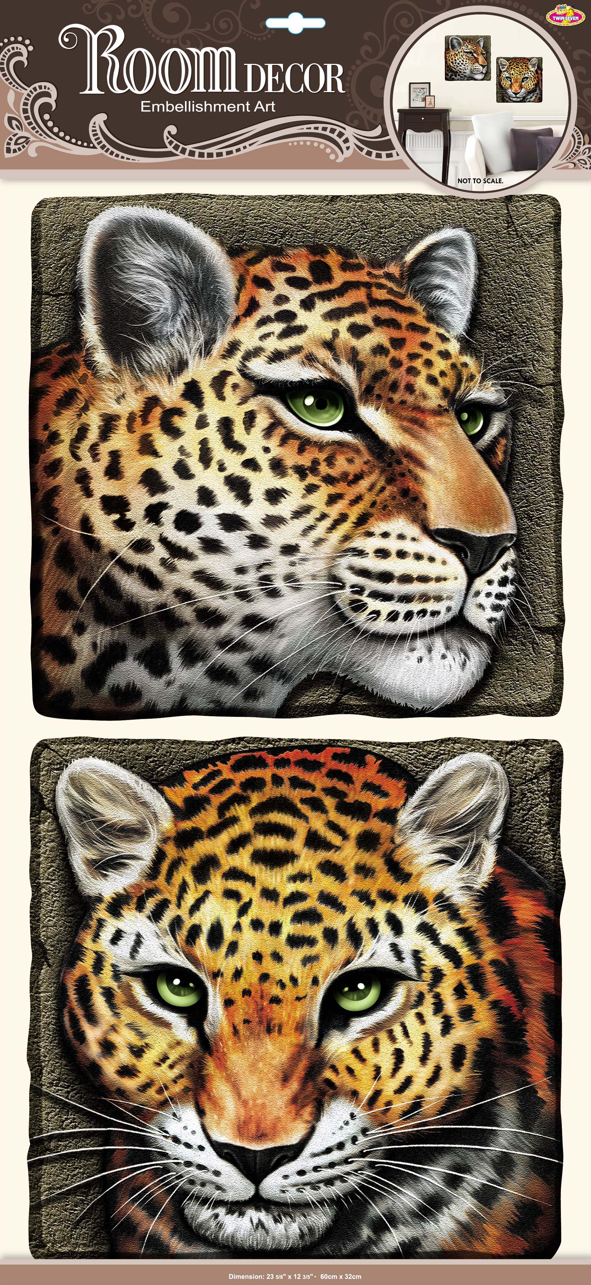 Наклейка   POA 9506  леопарды (объемные) р-р 32х60см х 2 элемента