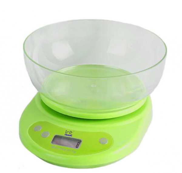 Весы кухонные IRIT IR-7119 зеленый (электронные, с чашей, 5кг/1гр)