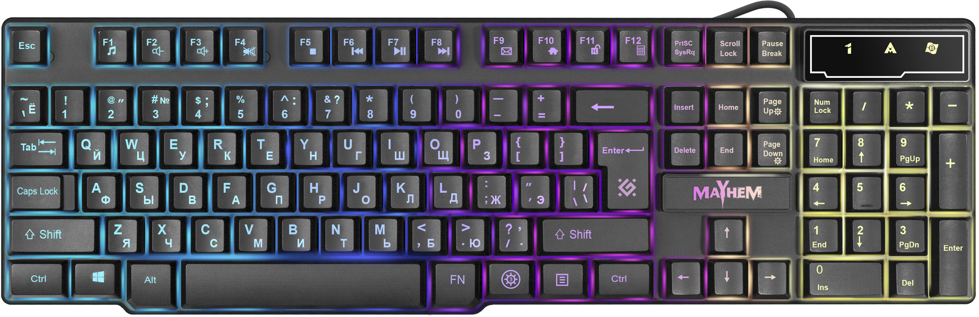Клавиатура DEFENDER Mayhem GK-360 DL RU,RGB подсветка ,19 Anti-Ghost