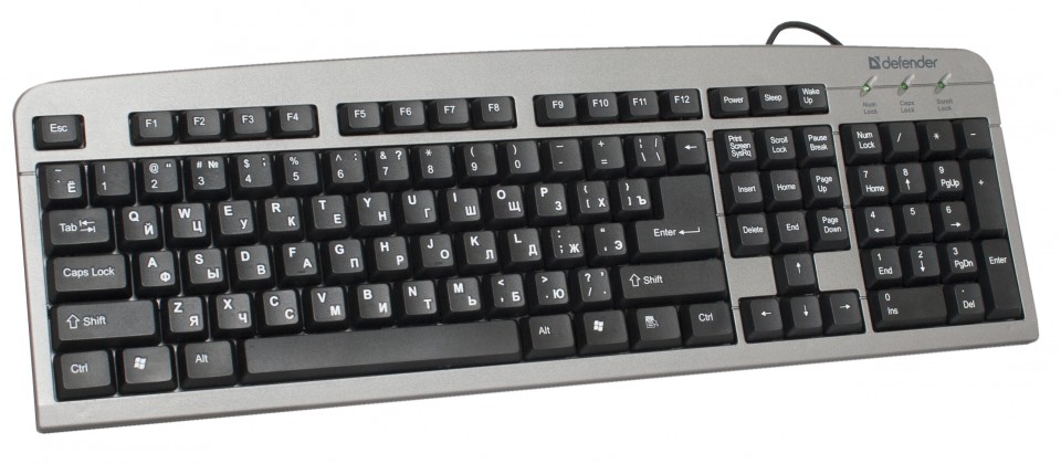 Клавиатура DEFENDER Element HB-520 PS/2 B(серый) 104+3кн. управление питанием