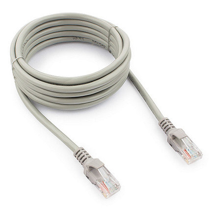 Патч корд UTP 4 пары, кат.5e,  3м  (литой, обжатый  сер кабель для локальной сети)  K-0930  /10