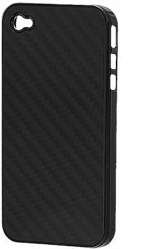 Кейс QUMO для iPhone4 карбон.Защитная крышка на тыльную часть iPhone4/4S.Цвет темно-серый. Текстура