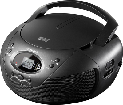 Магнитола Supra BB-CD121U чёрн (USB/CD/AM/УКВ+FM/MP3, 2*1,2Вт,220/бат)