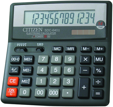 калькулятор Citizen SDC-640 II /14разр/2пит/р-р 150x152 мм