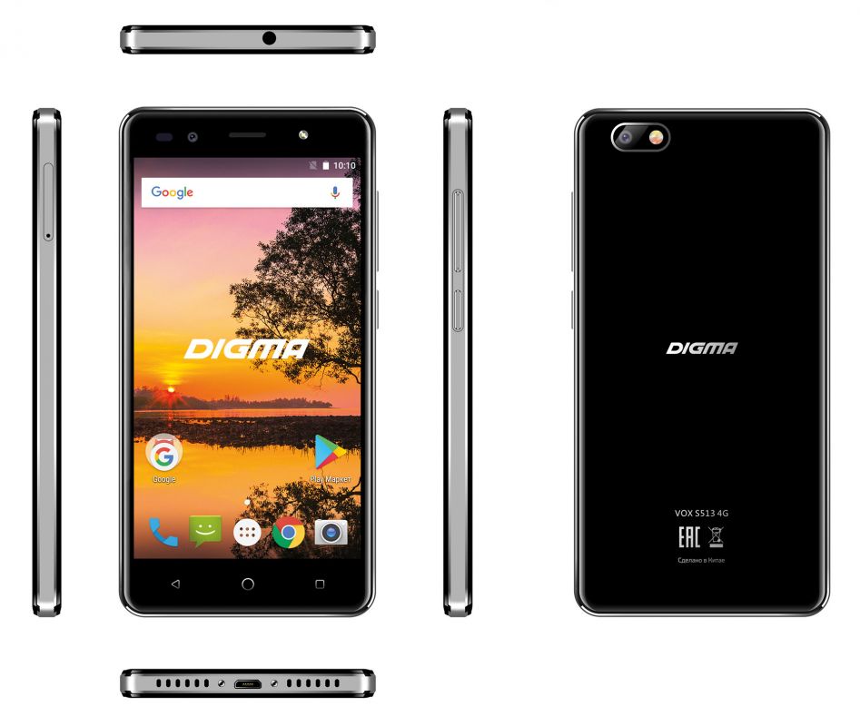 Смартфон  Digma Vox S513 4G 16Gb 1Gb черный 3G 4G 2Sim 5" IPS 720x1280 And7.0 5Mpix WiFi GPS