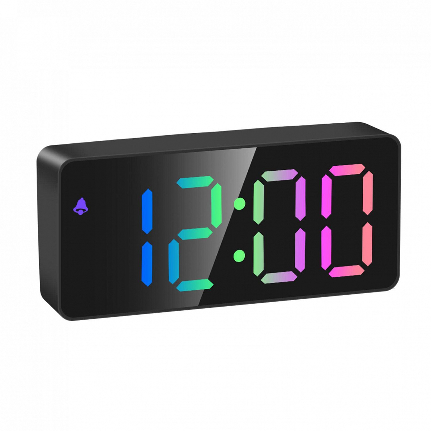 Часы настольные  OT-CLT09 Чёрные RGB дисплей (будильник, температура, дата)