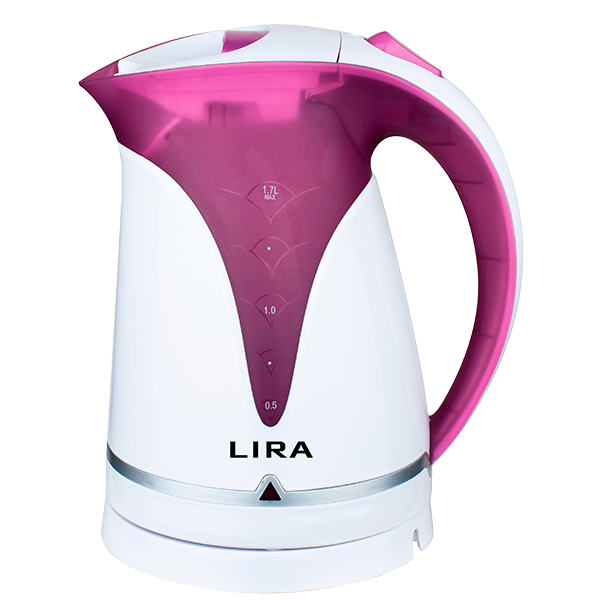 Чайник LIRA LR 0101 бело-фиолетовый (диск, пластиковый корпус, объем 1.7л, 2200Вт) уп.8шт