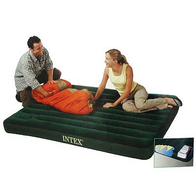 Кровать флок INTEX Downy, 1,5-местн 99x191x22см, встр.насос, зеленый, 66927