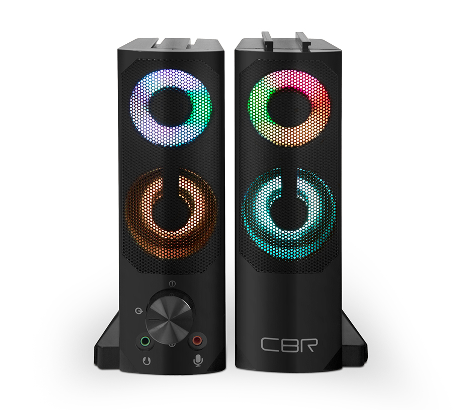 Колонки CBR CMS 514L Black, USB 2.0, 2х3 Вт, RGB-подсветка