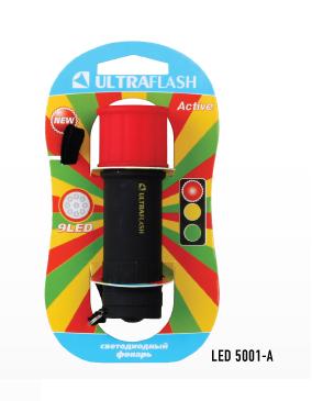 Фонарь  Ultra Flash  LED 15001-А(3ХR03 светофор,красный с черным,9 LED,пластик) уп.6шт.