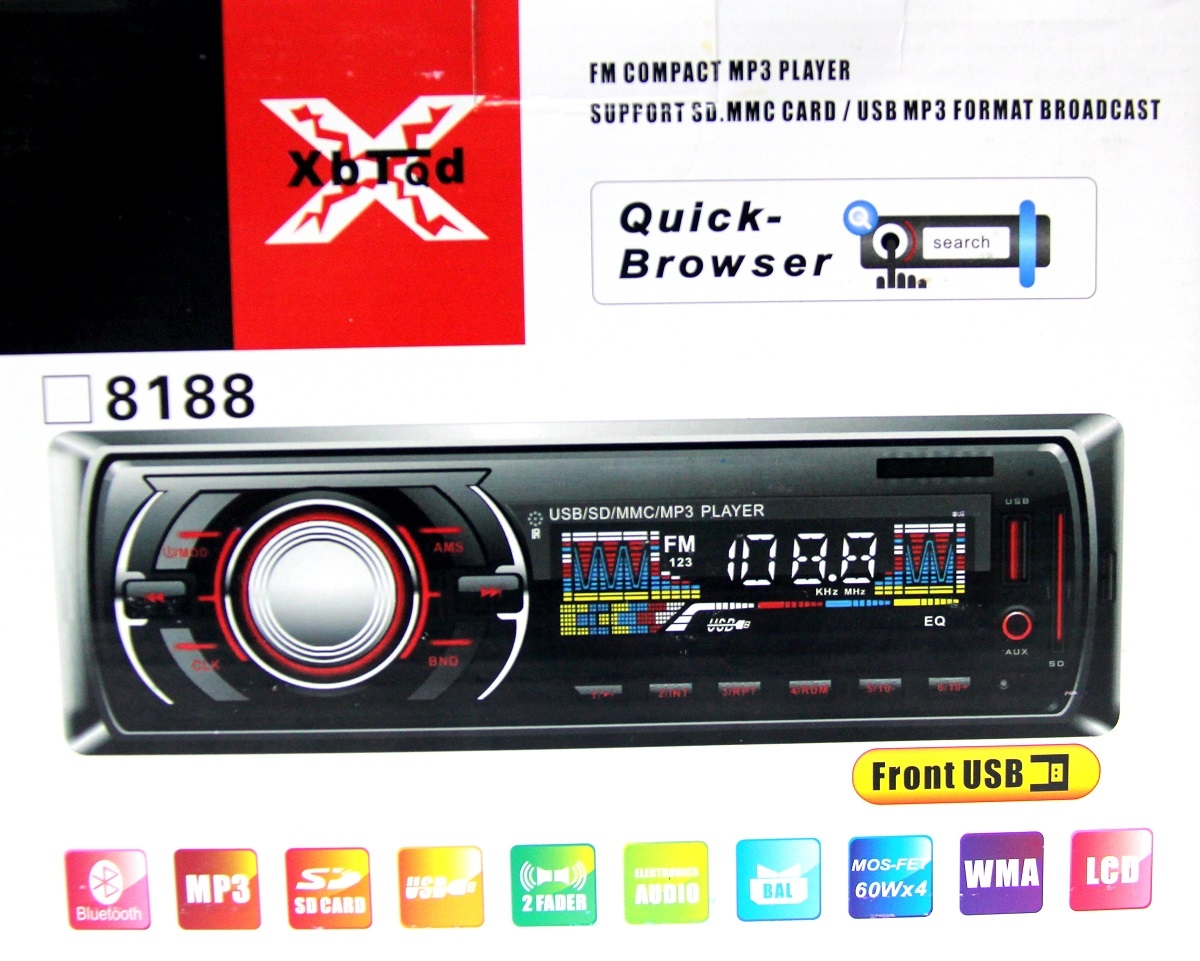 Авто магнитола +USB+AUX+Радио+Bluetooth 8188