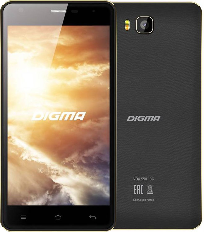 Смартфон  Digma S501 3G + Navitel VOX 8Gb графит моноблок 3G 2Sim 5" IPS 720x1280 And5.1 8Mpix 802.