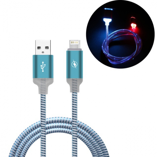 Кабель USB - 8pin Орбита KM-98 подсветка LED (2,4А, для iPhone5/6/7) 1м