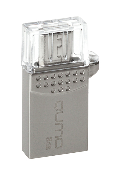 USB2.0 FlashDrives 8Gb QUMO Keeper c двумя коннекторами MicroUSB (для телеф с OTG) и USB (для PC)