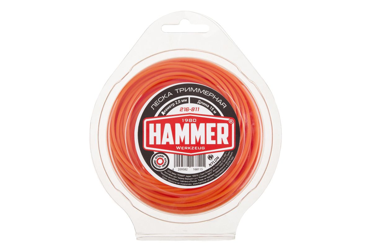 Леска для триммеров Hammer 216-811 2.0мм 15м шестигранник в блистере